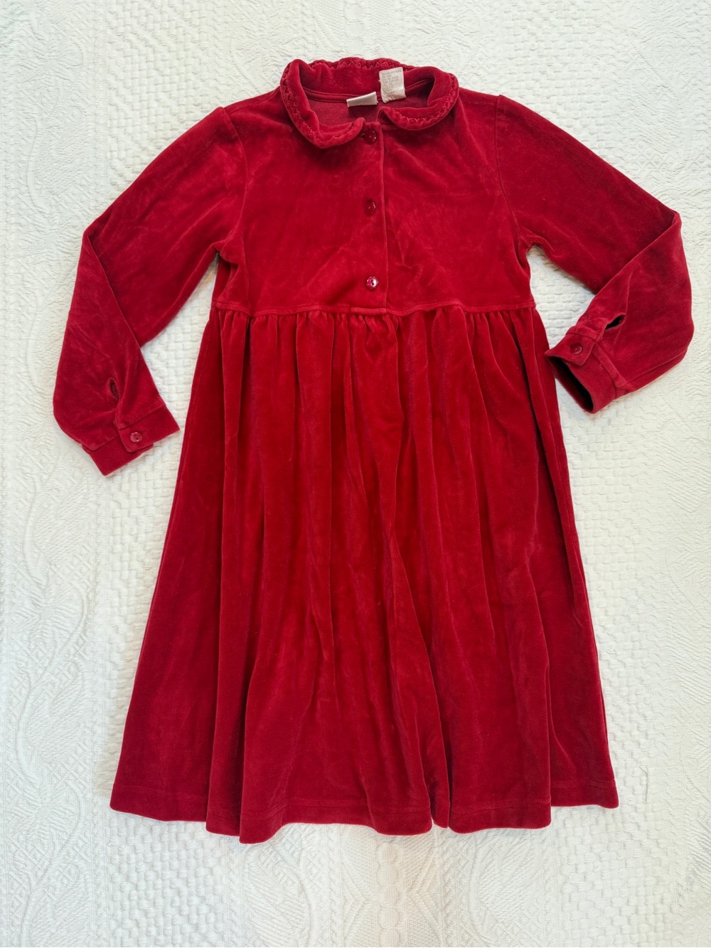 Talbots Kids Red Velvet Dress Long Sleeve Collar Girls Size 6X Holiday Christmas